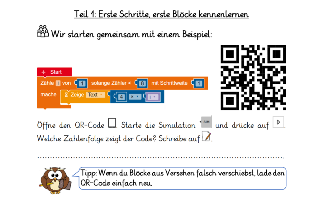 Wie die Kinder mittels QR-Code zum Programm gelangen